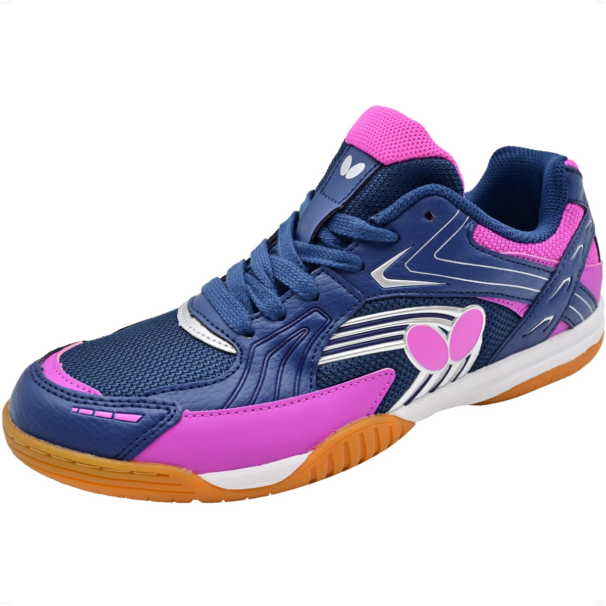 Butterfly Lezoline Reiss Shoes: Front Diagonal Profile View of Navy Shoes